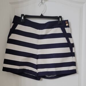 H&M Size 12 Navy Blue and Ivory Striped Sailor Style Shorts, Gently Used Cond.